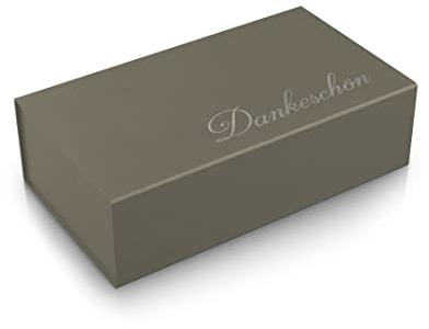 ideas in boxes Premium Geschenkbox Dankeschön, Geschenkkarton, Magnetbox, Magnetfaltbox, Geschenkverpackung mit Dankeschön Schriftzug, 33x22x10cm, Taupe matt mit Silber