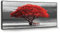 hyidecorart Rote Baum Bilder Mit Rahmen Schwarz, Bäume Natur Leinwand Bilder, 1 Teilig Wandbilder Wohnzimmer, Modern Glücksbaum Kunstdruck Wanddeko für Schlafzimmer Küche Esszimmer und Büro