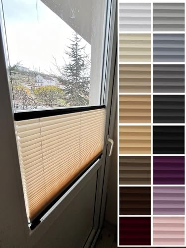 Artiron Maßgeschneiderte Plissee Jalousie ohne Bohren – Klemmfix, Sonnenschutz & Sichtschutz, 8 Farben, 4 Profiloptionen, 30–129 cm Breite