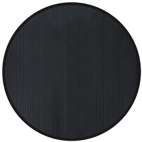 vidaXL Bamboo Area Rug - Modern Round Carpet for Living Room, Kitchen, Hallway - Black Bamboo Mat with Anti-Slip, Water-Resistant, Easy Clean Features - 100 cm Diameter