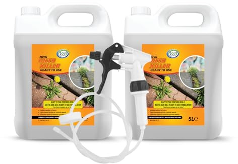 JOVS Weed Killer 2x 5L Ready to Use – Fast Acting Weed Killer Spray for Patios, Paths, Driveways & Gardens – Contains Acetic Acid – Kills Moss & Common Garden Weeds.