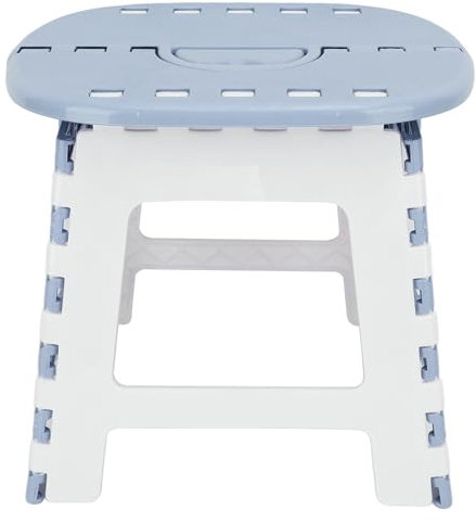 Pilipane Foldable Step Stool Sturdy Plastic Folding Step Stool with Non Slip Feet for Kids Adults Indoor Outdoor Use Lightweight Portable 24x30x27cm (Grey Blue)