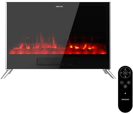 Cecotec Chimenea Eléctrica con Mando ReadyWarm 7500 3in1 Total Flames. 1500W, 2 Modos, Termostato, Efecto Llama, Temporizador, Seguridad, Convección, Calor Rápido y Eficiente