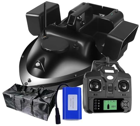 LANGSHI GPS Fishing Bait Boat, Remote Control Bait Boats for Carp Fishing, 500M RC Fishing Boats with 12000mAh Battery & Handbag, Auto Cruise 2KG Loading LED Night Light