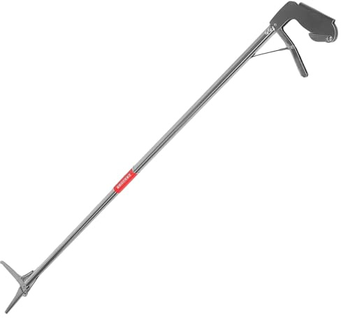 SHOWERORO Pinza para Serpientes de Acero Inoxidable 120 Cm Plegable Bloqueo, Herramienta de Agarre de Boca Recta para Reptiles, Cangrejos y Recogida de Basura, Pinza de Alcance Resistente