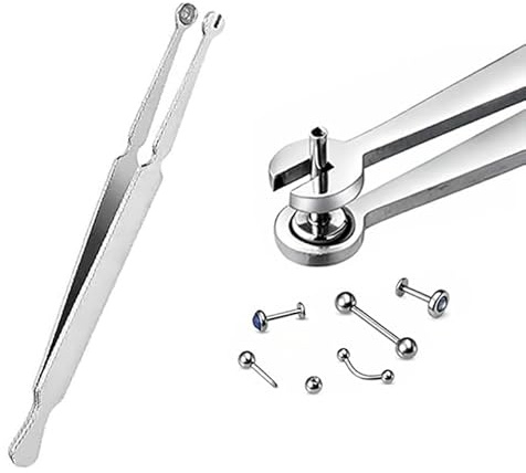 Professional Piercing Removal Tool,Piercing Clamp,Stainless Steel Piercing Tweezers Flat Back Earring Applicator Tool Ideal for Ear,Nose,Belly Jewelry,to Change Jewelry for Artists and Enthusiasts