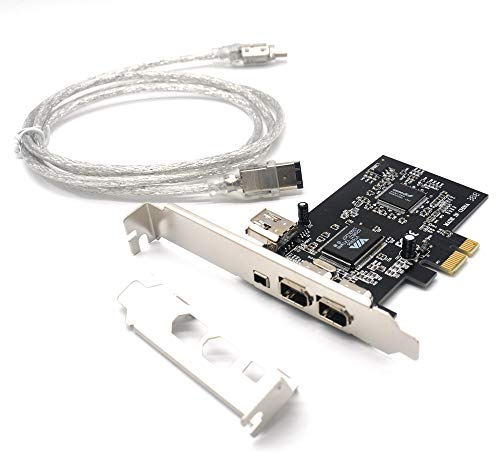 Pardarsey PCIe 3 Ports 1394A Firewire Erweiterungskarte, PCI Express (1X) auf externen IEEE 1394 Adapter Controller (2 x 6 Pin + 1 x 4 Pin) mit Low-Profile-Halterung für Desktop-PC und DV-Anschluss