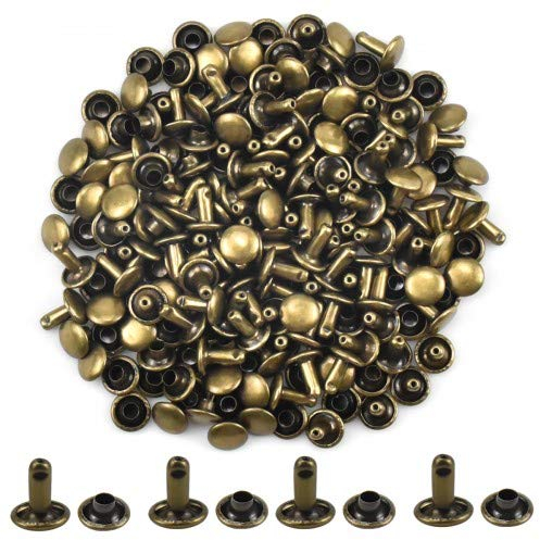 100 Set Remaches de Cuero Remaches de Doble Cara Bronce Remaches de Metal Tubular Studs para Bricolaje Artesanía de Cuero Bolsa Zapatos Decoración Reparaciones 8 × 8 mm