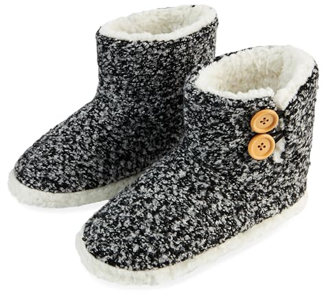 DUNLOP Zapatillas Mujer Casa Alta Cálido Pantuflas de Peluche Forro Suave Botas de Pelo Invierno con Suela Antideslizante