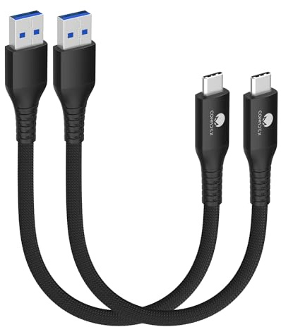 CONMDEX USB C-kabel kort 20 cm/0,2 m [2 stycken] 10 Gbps USB3.1 Gen2 datakabel typ C Android bil QC3.0 3,1 A USB A till C för Samsung Note20 Galaxy S23/S22/S21 Galaxy Z Flip4 Pixel 7 Pro