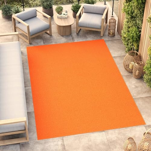 TAPISO Mono Teppich Kurzflor Indoor Outdoor UV-beständig Orange Einfarbig Wohnzimmer Schlafzimmer Kinderzimmer Modern Design ÖKO-TEX 200 x 300 cm