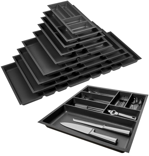 Orga-Box 2 Besteckeinsatz Tiefe: 461 x Breite: 509 mm anthrazit mit Canvas Struktur für 60er Nobilia Schublade bis 07/2012 (BITTE MESSEN SIE IHR SCHUBLADENINNENMAß!)