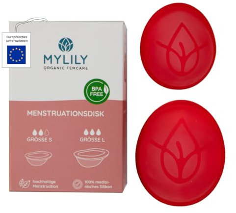 MYLILY® Menstruations Disk 2er Set | 100% medizinisches Silikon I Periode | Menstruations disc I Nachhaltig & kostensparend I Menstruationsscheibe | wiederverwendbar I S + L