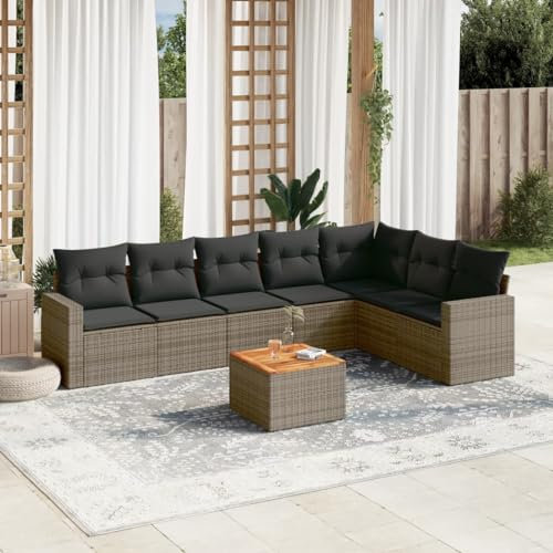 SECOLI Conjunto de muebles de jardín de ratán con espacio de almacenamiento, XXL, muebles de terraza, sofá de salón, grupo de asientos de ratán, muebles de esquina, juego de muebles de balcón, color