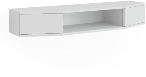 Vicco Lowboard Walter, Fernsehtisch, Weiß, 110 x 17.4 cm mit 2 Türen