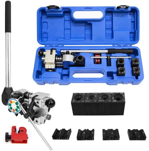 JAOGAUS Bremsleitung Bördelgerät, 45 Grad Bördelgerät Bremsleitung, Bördelwerkzeug für Bremsleitungen, für Einzel-, Blasen- und Doppelbördelgerät (Ø 4,75mm/6,35mm/8mm/9,5mm) Hydraulisches Bördelgerät