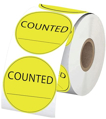 Counted Stickers 2 Inch Counted Inventory Control Labels 500 Pcs Counted Shipping Labels Round Circle Counted Stickers for Round Adhesive Writable Inventory Control Shipping and Inventory (Yellow)