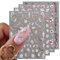 JMEOWIO 3D Fleurs Stickers Ongles Nail Art, Autocollants Ongles Autoadhésif 5D Deco Ongle Nail Art Design Manucure 4 Feuilles