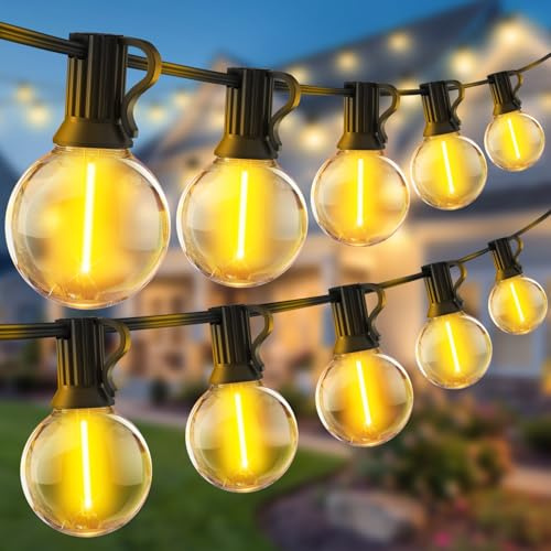 YRATERVSR G40 IP44 Luminosa Lampadine Luci Giardino LED Catena Esterno 50 ft 15 metriper Gazebo Terrazzo Luce Catena Luminosa Filo con Esterne Illuminazione Lampade Ghirlanda Catene Balcone Lucine