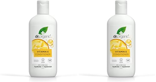 Dr Organic Vitamin E Spülung, Trockenes & Feines Haar, Natürlich, Vegan, Tierversuchsfrei, Paraben- & SLS-frei, Recycelbar & Aus im Meer gebundenem Plastik recycelt, Zertifiziert Bio, 265ml