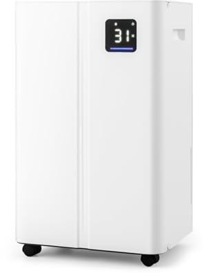 GOPLUS Luftavfuktare, 20 l/dag, luftavfuktare med 3 lägen, elektrisk avfuktare, för rum upp till 25 m², 24-timmars timer, 4-liters vattentank, LED-display, automatisk avfrostning, vit