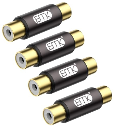EMK 2 stycken RCA-koppling uttag till uttag audiovideoadapter för högtalare, RCA-kabel, Phono, förstärkare (4 stycken)