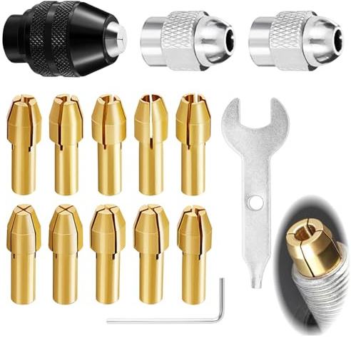 15 Pièces Mandrin Compatible avec Dremel, Accessoires pour Outil Rotatif, Mandrin à Changement Rapide et Pinces à Serrage, Compatible 4485/4486, Jeu Multifonction