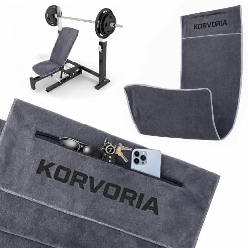 KORVORIA Toalla Gimnasio 120 x 50 cm, GIS Toalla Gym con Bolsillo