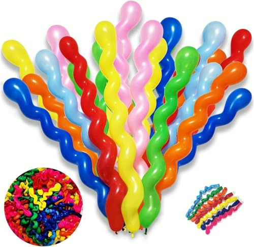 Godfather Long Spiral Modelling Balloons Mixed Coloured Twisting Latex Magic Balloons for Party Birthday Wedding Decorations Pack of 10 (Multicolor 10 Pcs)