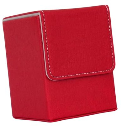 QLECXZI Caja de Almacenamiento Premium para Barajas de Cartas con Interior Suave, Exterior Resistente y fácil Acceso para Cartas con Fundas Laterales, Rojo, 78 x 75 x 104 mm
