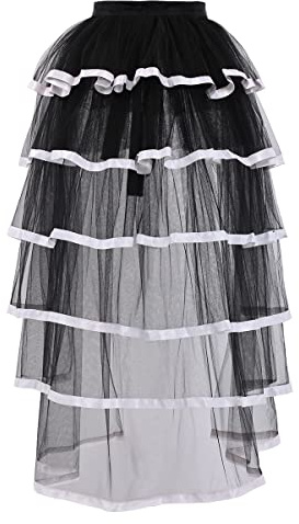 GRACEART victoriano Steampunk Bullicio Tutu Cinturón Cordón Enaguas (Dobladillo blanco)