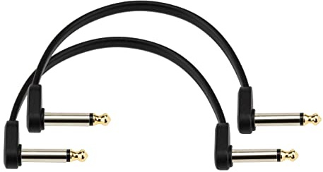 D’Addario Accessories Classic Series Flat Guitar Patch Cables - Guitar Pedal Cable with ¼ Inch Ends - Durable & Reliable - Instrument Cable for Pedalboards - 6in Offset - 2-Pack