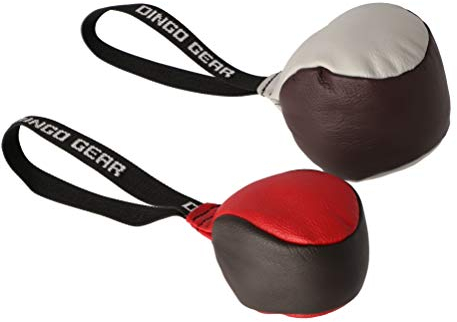 Dingo Gear Hundespielzeug Soft Ball mit einem Griff aus echtem Narbenleder für das Beißtraining für Welpen Hunde, 2 Stück: 8 cm + 11 cm S10034