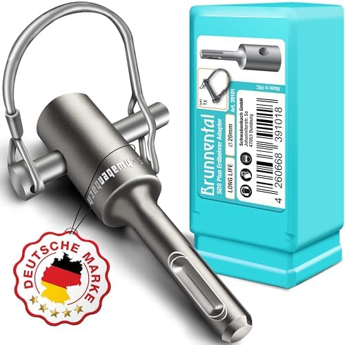 BRUNNENTAL ® SDS PLUS Erdbohrer Adapter + Quick Change Bolzen für Hand Bohrmaschine - Nutze deine Schlagbohrmaschine als Brunnenbohrer - für Bohrer mit Ø 40 60 80 100 120 150 mm (kein SDS MAX)