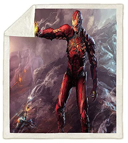 NICHIYO Iron Man blanket, cartoon and animation fleece blanket for adults and children, 100% microfiber, for sofa bed and sofa (8,130cm*150cm)