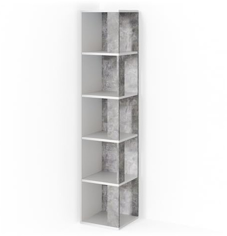 Vicco Étagère d'angle Lio, Béton, 33.3x162.2cm, pour Le Rangement de Livres et d’Objets déco dans Les Coins de la pièce
