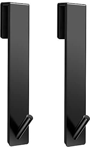 Kontoyo Shower Door Hooks(7.5 Inch),Extended Over Door Hooks for Bathroom Frameless Glass Shower Door,Stainless Steel Towel Hooks,Heavy Duty Rack Hooks for Robe,Towel-2 Pack-Black