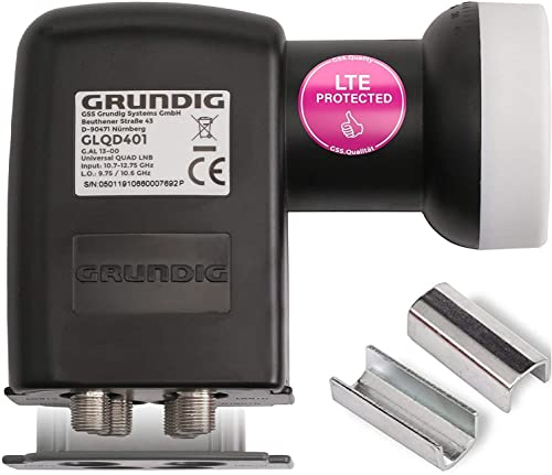 [ Test 2X SEHR GUT *] GSS Quad LNB, LTE Abschirmung, Digital 4Fach 4K LNB für 4 Teilnehmer, für Fernseher Sat Receiver, HD LNC für Satellitenschüssel Satelliten Antenne Schüssel Spiegel, 0.1dB