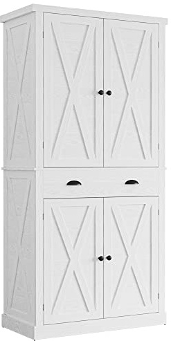 IRONCK Kitchen Pantry Storage Cabinet, 72.6 H Cupboard, White