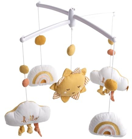 Mobile musical en coton blanc