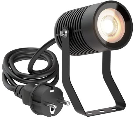 ledscom.de SHINGA faretto da giardino per esterni, IP65, spina, nero, 1x GU10 max. 15W