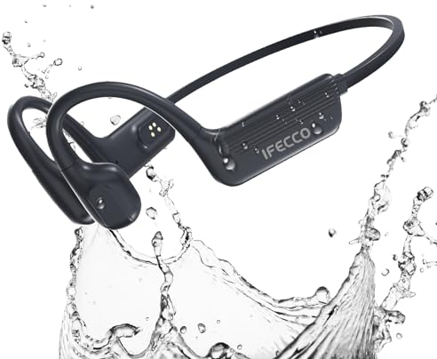 IFECCO Auriculares Conducción Osea Natacion - IP68 Resistente al Agua Cascos para Nadar Bluetooth 5.4,Auriculares Open Ear con 32G Mp3 para Natacion Correr Ciclismo