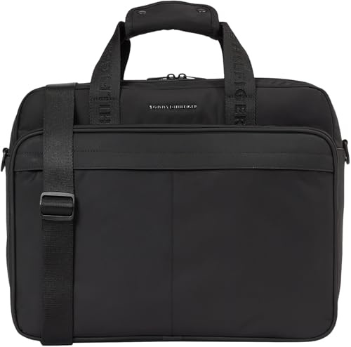 Tommy Hilfiger Maletín para portátil Hombre Repreve con correa para el hombro, Negro (Black), Talla Única