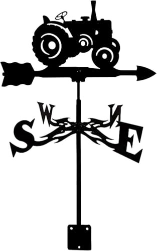 Weathervane Tractor Weather Vane Stainless Steel Garden Stake Weather Vane Measuring Tools Wind Direction Indicator Weathercock Suitable for Outdoor Metal Products(A)