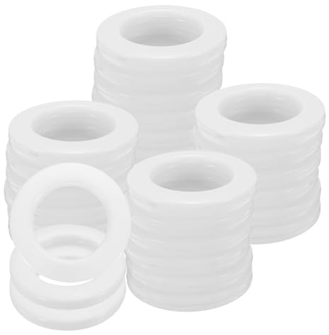 sourcing map 50 occhielli per tende, 42 mm, pannelli per tende per finestre, anelli scorrevoli a basso rumore, per finestre, bagno, camera da letto, asta per tenda, beige