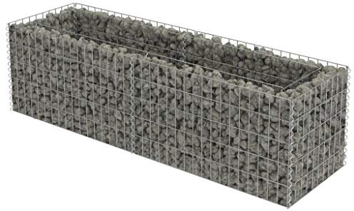 Makastle Lit Surélevé à Gabion Métal Galvanisé, Lit de Jardin Surélevé Jardinière à Gabion Bac à Fleurs Pot de Plantes pour Un Parterre de Fleurs/Plantes dans Le Jardin, 180x50x50 cm