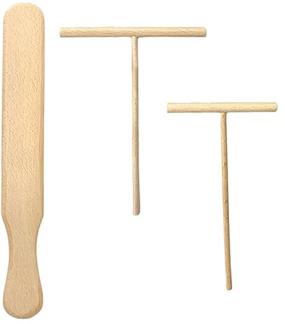 3 Pièces Spatule et Étaleur Professionnel,Crêpes en Boie,Ustensile,Distributeur de Pâte Lavable,pour Étaler et Retourner les Crêpes,Idéal Crêpière et Cuisine