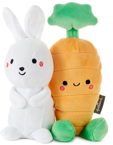 Hallmark Better Together Bunny and Carrot Pair Soft Dolls, Set of 2 | Soft Polyester, Weighted Body & Feet, Embedded Magnets, Easy to Clean, Great for Easter or Birthdays