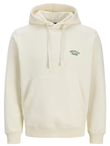 JACK & JONES Sweat Hood Ch Jorgreene Branding-Sudadera con Capucha, Blanco Envejecido, S para Hombre