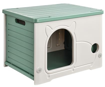 Hibtn Cat House Cave For Outdoor Indoor, Stackable Feral Cat Waterproof Shelter House Insulated Elevated With Cat Nest Mat